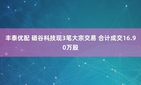 丰泰优配 磁谷科技现3笔大宗交易 合计成交16.90万股