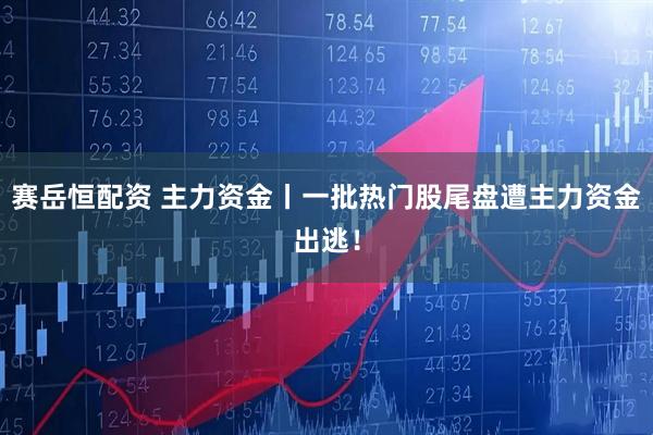 赛岳恒配资 主力资金丨一批热门股尾盘遭主力资金出逃！