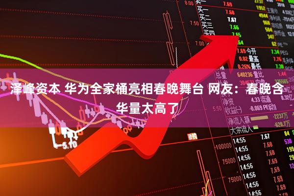 泽峰资本 华为全家桶亮相春晚舞台 网友：春晚含华量太高了
